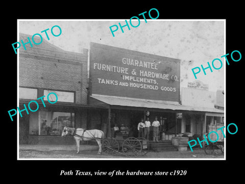 OLD LARGE HISTORIC PHOTO OF POTH TEXAS, VIEW OF THE HARDWARE STORE c1920