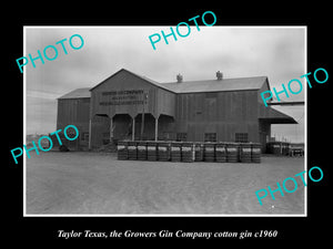 OLD LARGE HISTORIC PHOTO OF TAYLOR TEXAS, THE GROWERS Co COTTON GIN c1960