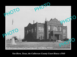 OLD LARGE HISTORIC PHOTO OF VAN HORN TEXAS, CULBERSON COUNTY COURT HOUSE c1940