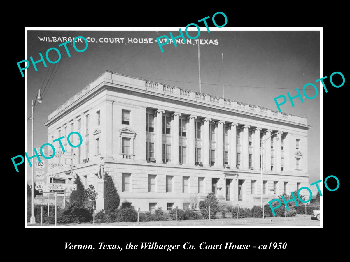 OLD LARGE HISTORIC PHOTO OF VERNON TEXAS, WILBARGER COUNTY COURT HOUSE c1950