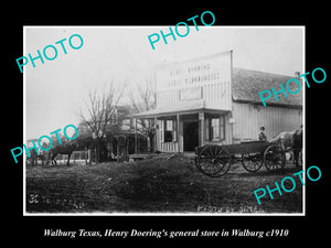 OLD LARGE HISTORIC PHOTO OF WALBURG TEXAS, THE DOERINGS GENERAL STORE c1910