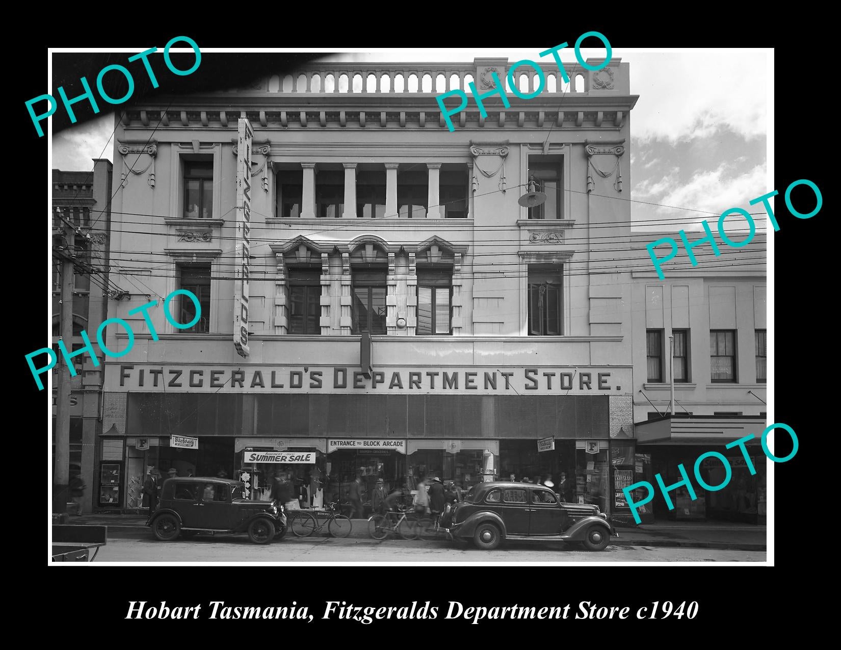 OLD LARGE HISTORIC PHOTO OF THE FITZGERALDS STORE, HOBART TASMANIA c1940