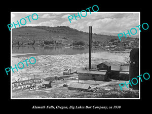 OLD LARGE HISTORIC PHOTO OF KLAMATH FALLS OREGON, BIG LAKES BOX Co FACTORY 1930