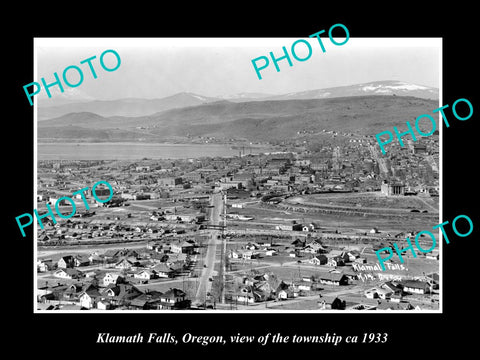 OLD LARGE HISTORIC PHOTO OF KLAMATH FALLS OREGON, VIEW OF THE TOWNSHIP c1933