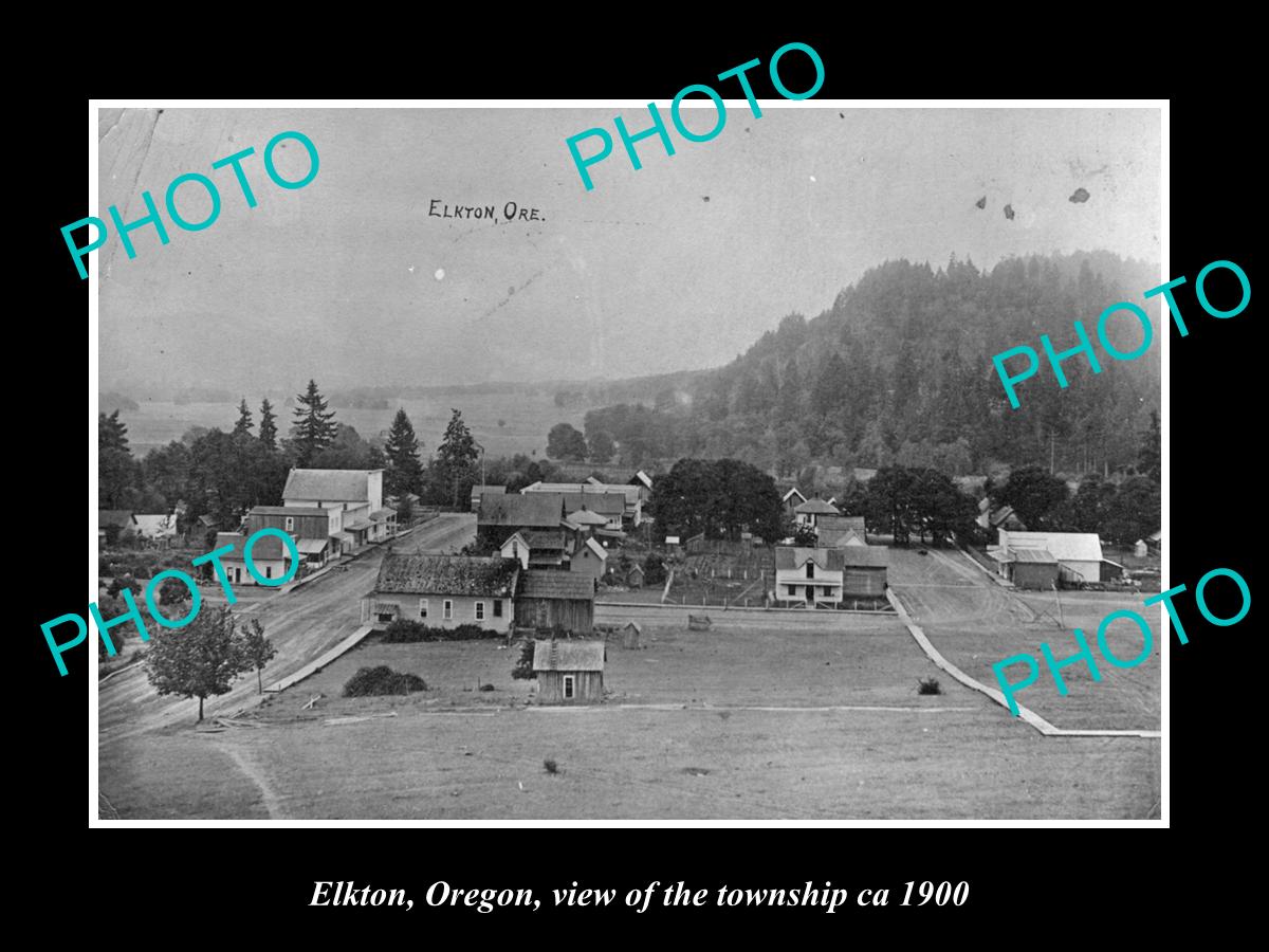 OLD LARGE HISTORIC PHOTO OF ELKTON OREGON, VIEW OF THE TOWNSHIP c1900