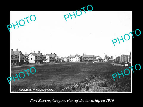 OLD LARGE HISTORIC PHOTO OF FORT STEVENS OREGON, VIEW OF THE TOWNSHIP ca 1910