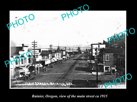 OLD LARGE HISTORIC PHOTO OF RAINIER OREGON, VIEW OF THE MAIN STREET ca 1915