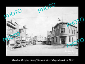 OLD LARGE HISTORIC PHOTO OF BANDON OREGON, VIEW OF THE MAIN STREET ca 1932