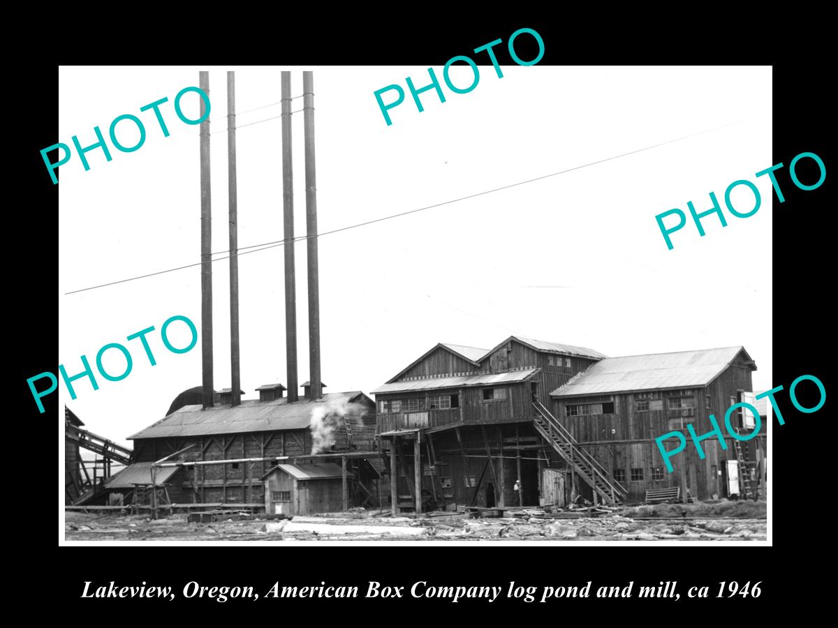 OLD LARGE HISTORIC PHOTO OF LAKEVIEW OREGON, THE AMERICAN BOX Co MILL ca 1946