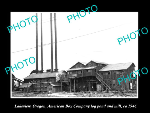 OLD LARGE HISTORIC PHOTO OF LAKEVIEW OREGON, THE AMERICAN BOX Co MILL ca 1946