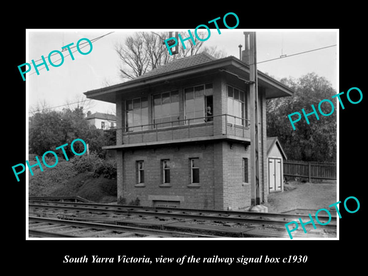 OLD LARGE HISTORIC PHOTO OF SOUTH YARRA VICTORIA, THE RAILWAY SIGNAL BOX c1930