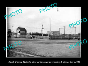 OLD LARGE HISTORIC PHOTO OF FITZROY VICTORIA, RAILWAY STATION SIGNAL BOX c1930