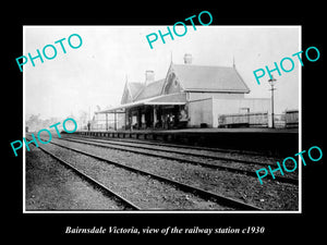 OLD LARGE HISTORIC PHOTO OF BAIRNSDALE VICTORIA, THE RAILWAY STATION 1930