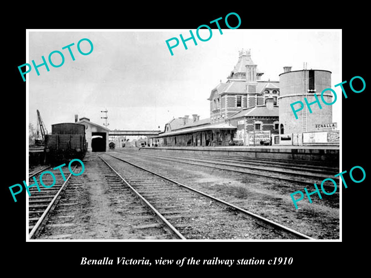 OLD LARGE HISTORIC PHOTO OF BENALLA VICTORIA, THE RAILWAY STATION 1910