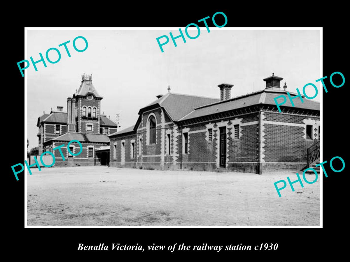 OLD LARGE HISTORIC PHOTO OF BENALLA VICTORIA, THE RAILWAY STATION 1930