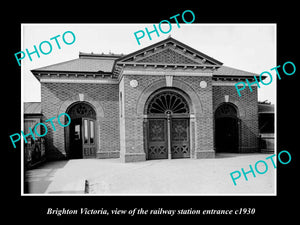 OLD LARGE HISTORIC PHOTO OF BRIGHTON VICTORIA, THE RAILWAY STATION ENTRANCE 1930