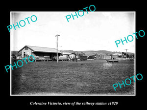 OLD LARGE HISTORIC PHOTO OF COLERAINE VICTORIA, THE RAILWAY STATION 1920