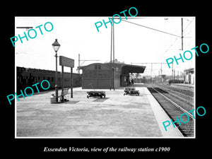 OLD LARGE HISTORIC PHOTO OF ESSENDON VICTORIA, THE RAILWAY STATION 1900