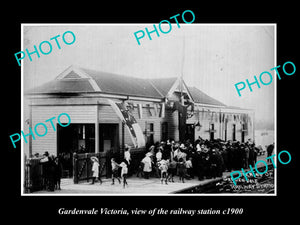 OLD LARGE HISTORIC PHOTO OF GARDENVALE VICTORIA, THE RAILWAY STATION 1900