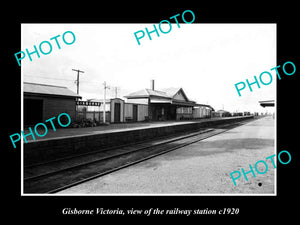 OLD LARGE HISTORIC PHOTO OF GISBORNE VICTORIA, THE RAILWAY STATION 1920