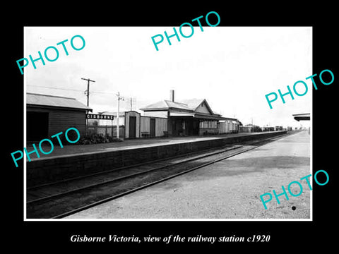 OLD LARGE HISTORIC PHOTO OF GISBORNE VICTORIA, THE RAILWAY STATION 1920