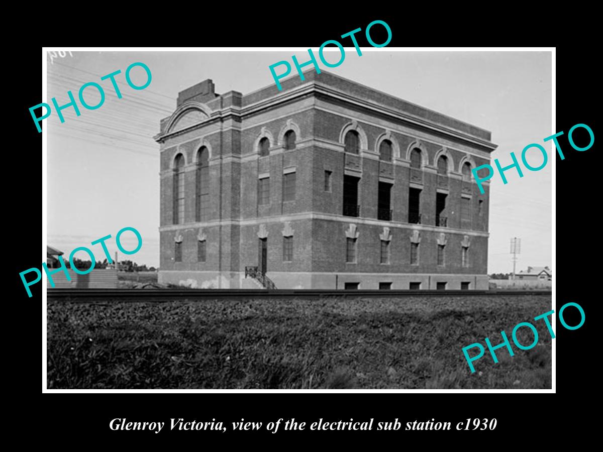 OLD LARGE HISTORIC PHOTO OF GLENROY VICTORIA, RAILWAY ELECTRIC SUB STATION c1930