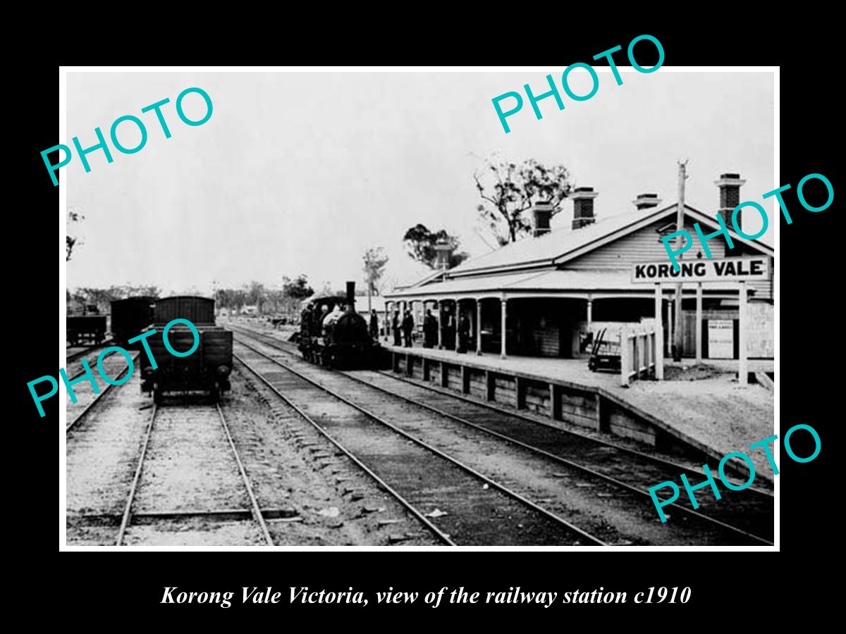 OLD LARGE HISTORIC PHOTO OF KORONG VALE VICTORIA, THE RAILWAY STATION 1910