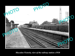 OLD LARGE HISTORIC PHOTO OF MACEDON VICTORIA, THE RAILWAY STATION 1930