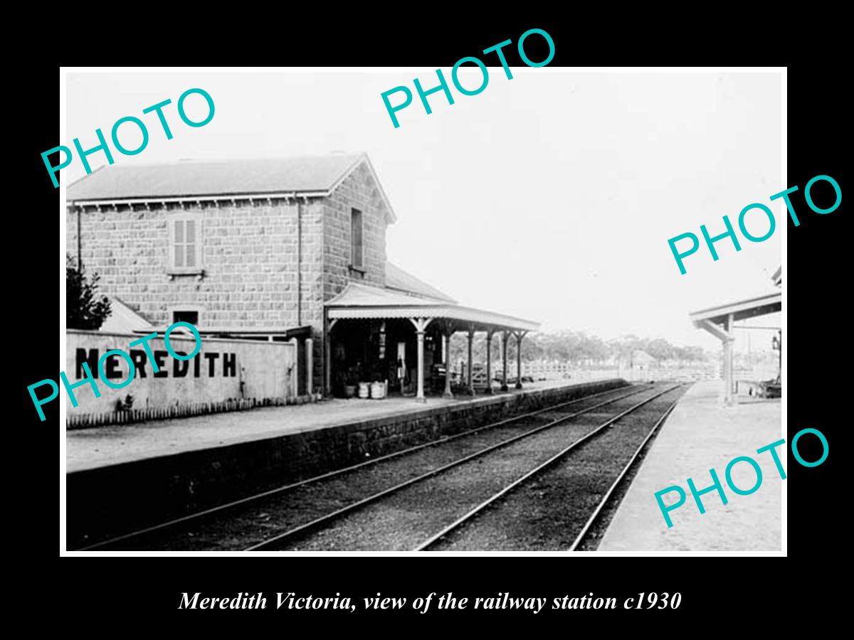 OLD LARGE HISTORIC PHOTO OF MEREDITH VICTORIA, THE RAILWAY STATION 1930