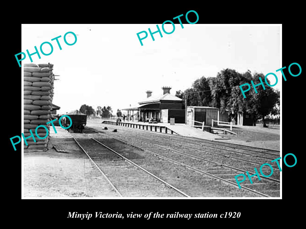 OLD LARGE HISTORIC PHOTO OF MINYIP VICTORIA, THE RAILWAY STATION 1920