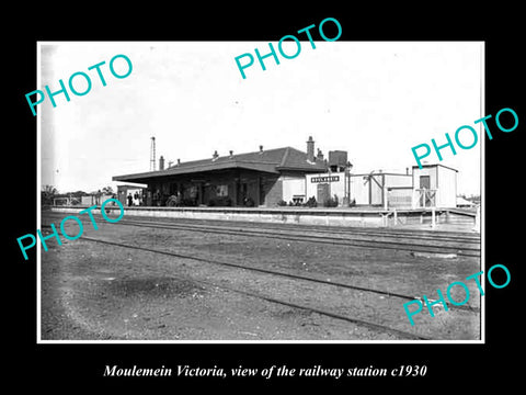 OLD LARGE HISTORIC PHOTO OF MOULEMEIN VICTORIA, THE RAILWAY STATION 1930