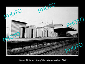 OLD LARGE HISTORIC PHOTO OF NYORA VICTORIA, VIEW OF THE RAILWAY STATION 1940