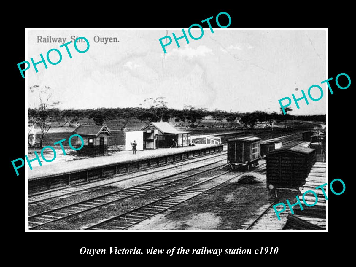 OLD LARGE HISTORIC PHOTO OF OUYEN VICTORIA, THE RAILWAY STATION 1910