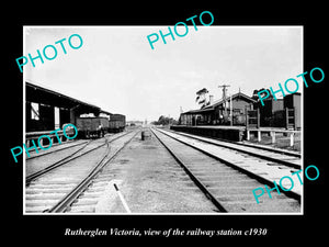 OLD LARGE HISTORIC PHOTO OF RUTHERGLEN VICTORIA, THE RAILWAY STATION 1930