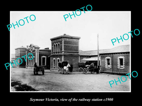 OLD LARGE HISTORIC PHOTO OF SEYMOUR VICTORIA, THE RAILWAY STATION 1900