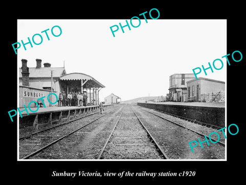 OLD LARGE HISTORIC PHOTO OF SUNBURY VICTORIA, THE RAILWAY STATION 1920