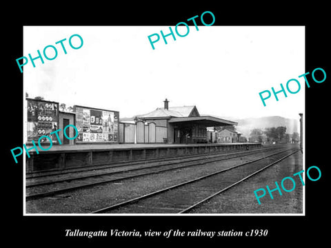 OLD LARGE HISTORIC PHOTO OF TALLANGATTA VICTORIA, THE RAILWAY STATION 1930