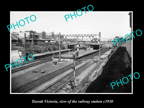 OLD LARGE HISTORIC PHOTO OF TOORAK VICTORIA, VIEW OF THE RAILWAY STATION 1930