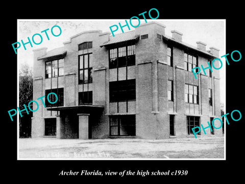 OLD LARGE HISTORIC PHOTO OF ARCHER FLORIDA, VIEW OF THE HIGH SCHOOL c1930