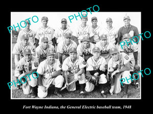 OLD LARGE HISTORIC PHOTO OF FORT WAYNE INDIANA, THE GE CLUB BASEBALL TEAM 1948