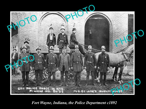 OLD LARGE HISTORIC PHOTO OF FORT WAYNE INDIANA, THE POLICE DEPARTMENT c1892