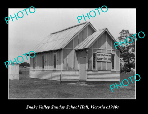 OLD LARGE HISTORIC PHOTO OF SNAKE VALLEY SUNDAY SCHOOL HALL, 1940s VICTORIA