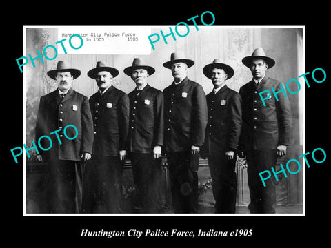 OLD LARGE HISTORIC PHOTO OF HUNTINGTON INDIANA, THE POLICE DEPARTMENT FORCE 1905