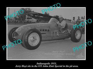 OLD HISTORIC PHOTO OF INDY 500, JERRY HOYT & HIS ZINK SPECIAL RACE CAR 1953