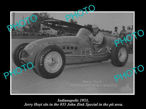 OLD HISTORIC PHOTO OF INDY 500, JERRY HOYT & HIS ZINK SPECIAL RACE CAR 1953