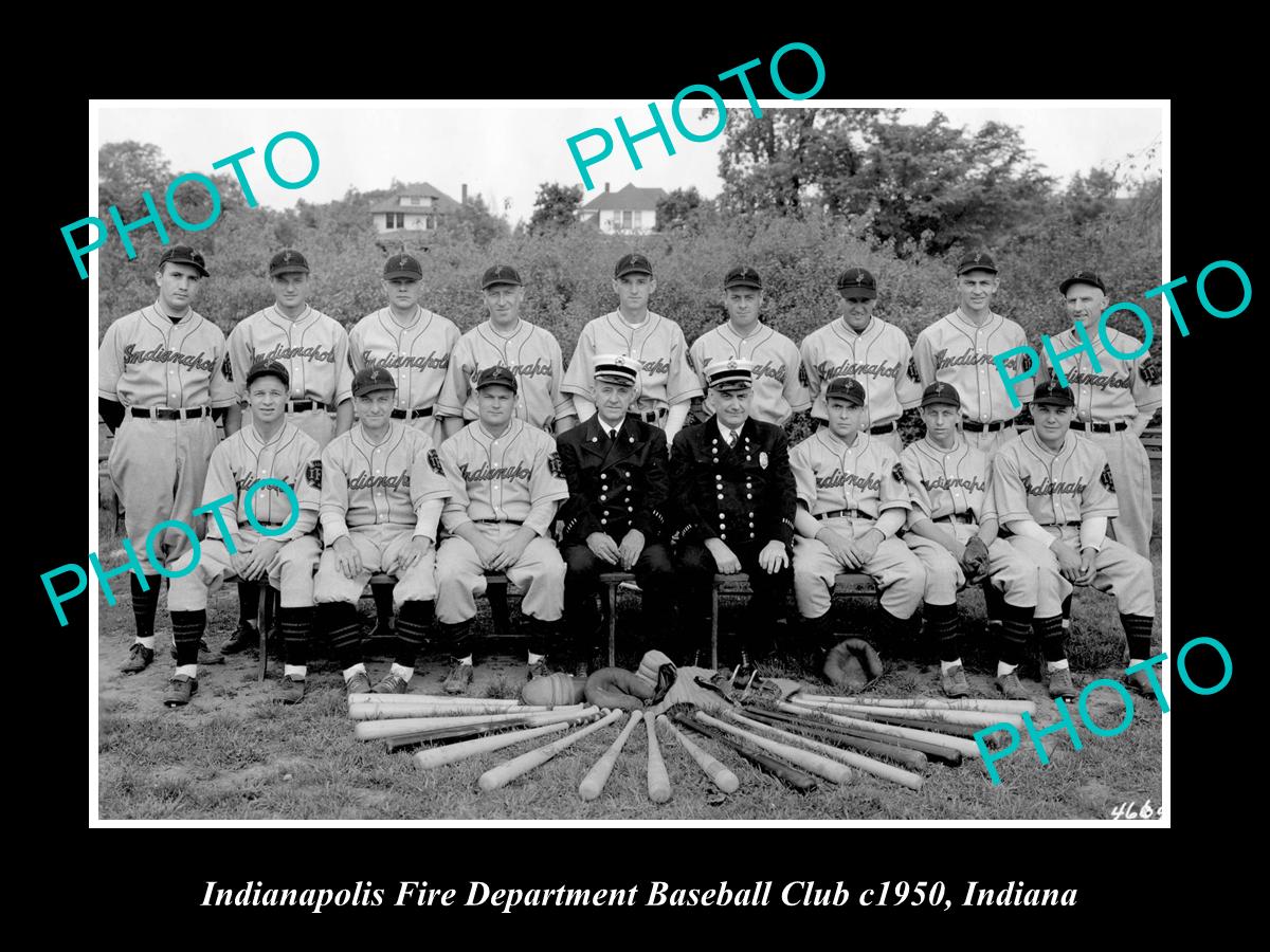 OLD HISTORIC PHOTO OF INDIANAPOLIS FIRE DEPARTMENT BASEBALL TEAM c1950 INDIANA