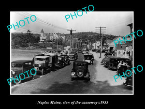 OLD LARGE HISTORIC PHOTO OF NAPLES MAINE, VIEW OF THE CAUSEWAY c1935