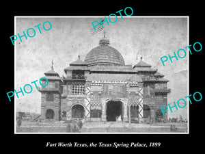 OLD LARGE HISTORIC PHOTO OF FORT WORTH TEXAS, THE TEXAS SPRINGS PALACE c1899