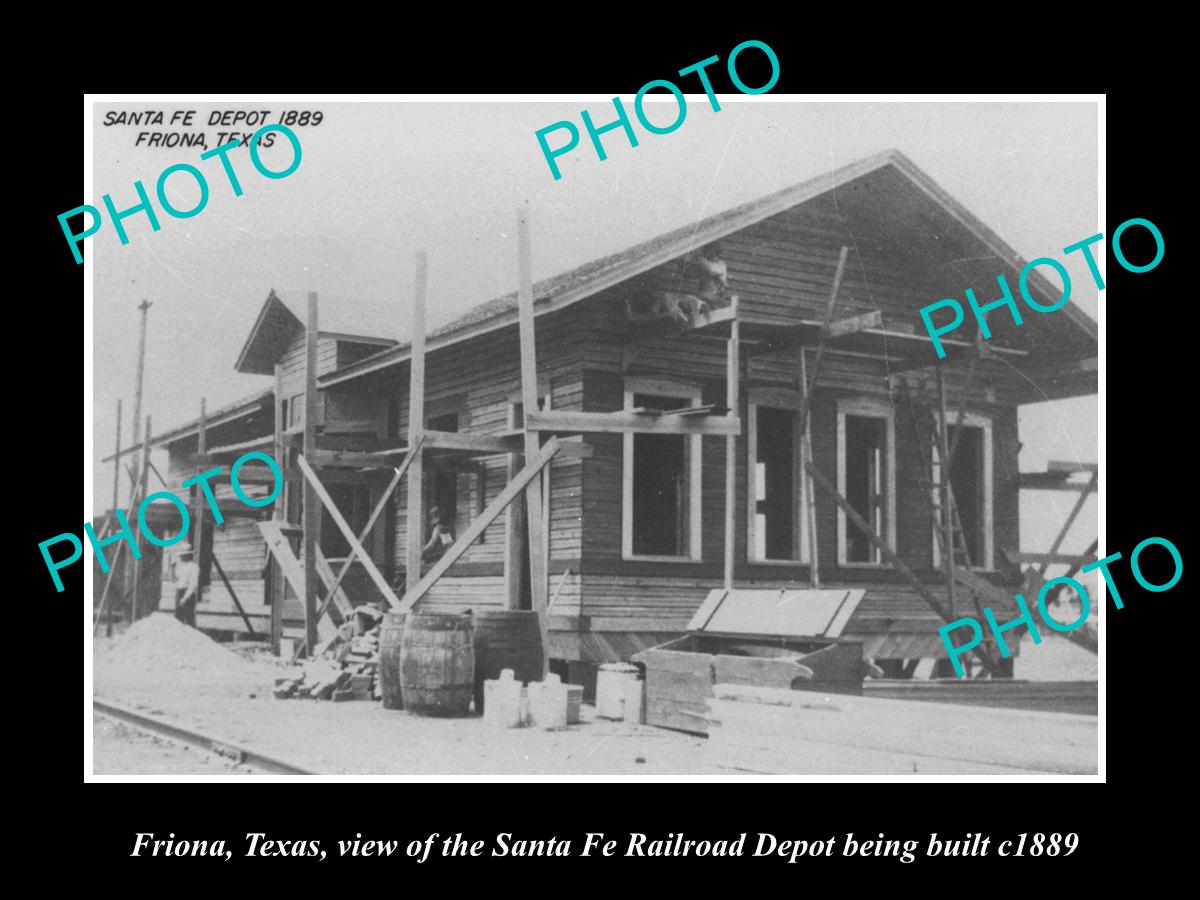 OLD LARGE HISTORIC PHOTO OF FRIONA TEXAS, THE RAILROAD DEPOT STATION c1889