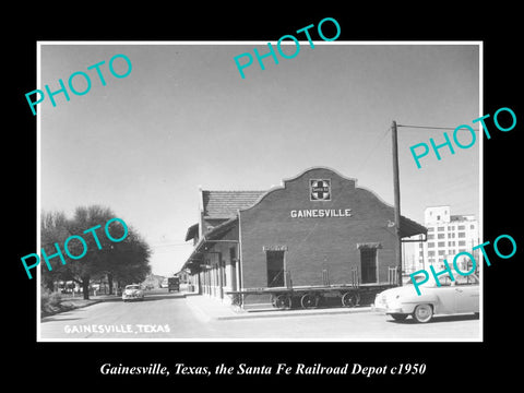 OLD LARGE HISTORIC PHOTO OF GAINESVILLE TEXAS, THE RAILROAD DEPOT STATION c1950